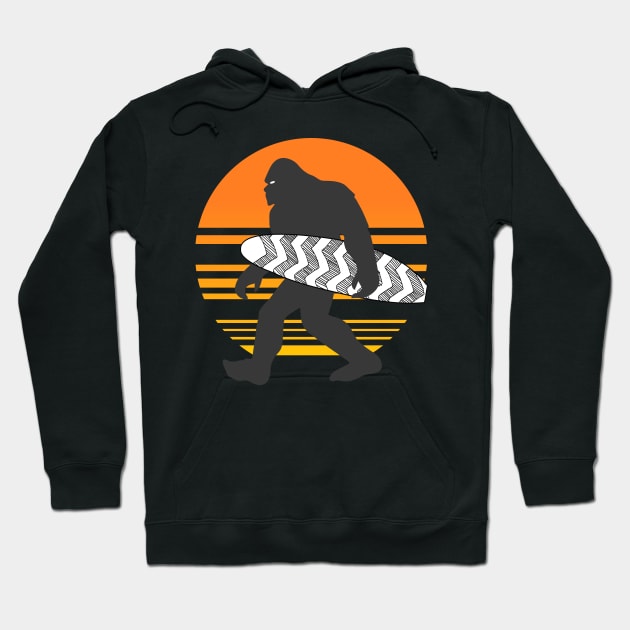 Bigfoot Surfing, Hide Seek and Go Surf Hoodie by Bluebird Moon